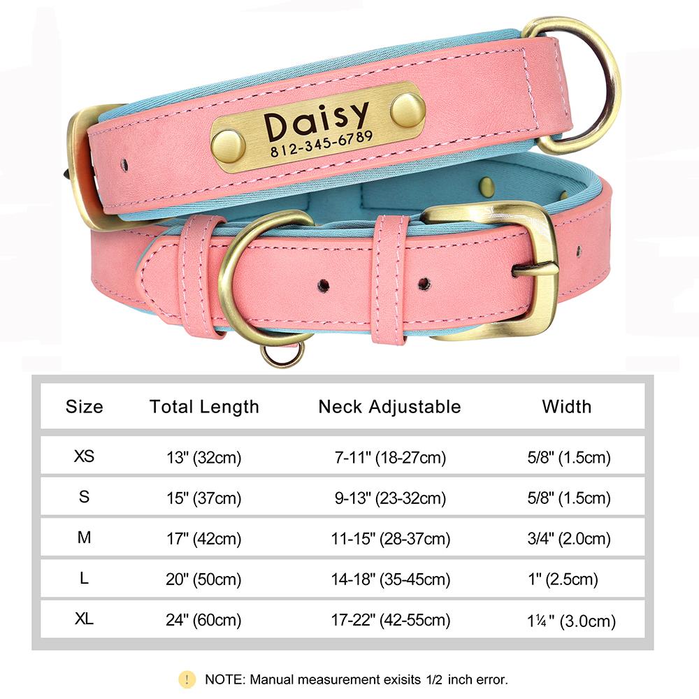 Custom Leather Dog Collar Personalized Collars with Free Engraved Nameplate for Small Medium Large Dogs Pitbull Labrador XS-XXL