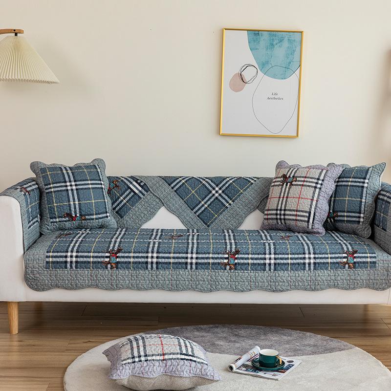 Universal Twill Washed Cotton Curved Edge Sofa Cushion In All Seasons, Machine Washable Non-Slip Fashionable Sofa Cushion Sofa Cover