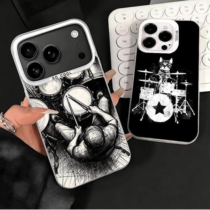 Drum Set Rock Music Shockproof Phone Case for iPhone 17 Air 16 16E 15 Pro Max 14 Plus 13 Mini 12 Back Cover Anti Fall Fundas