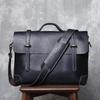 Men's Retro Genuine Leather Crossbody Messenger Bag - Handmade Crazy Horse Cowhide Briefcase