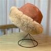 Hat Women's Winter Japanese Versatile Plus Velvet Thickened Lamb Wool Fisherman Hat Wide Brim Warm Plush Basin Hat Trendy
