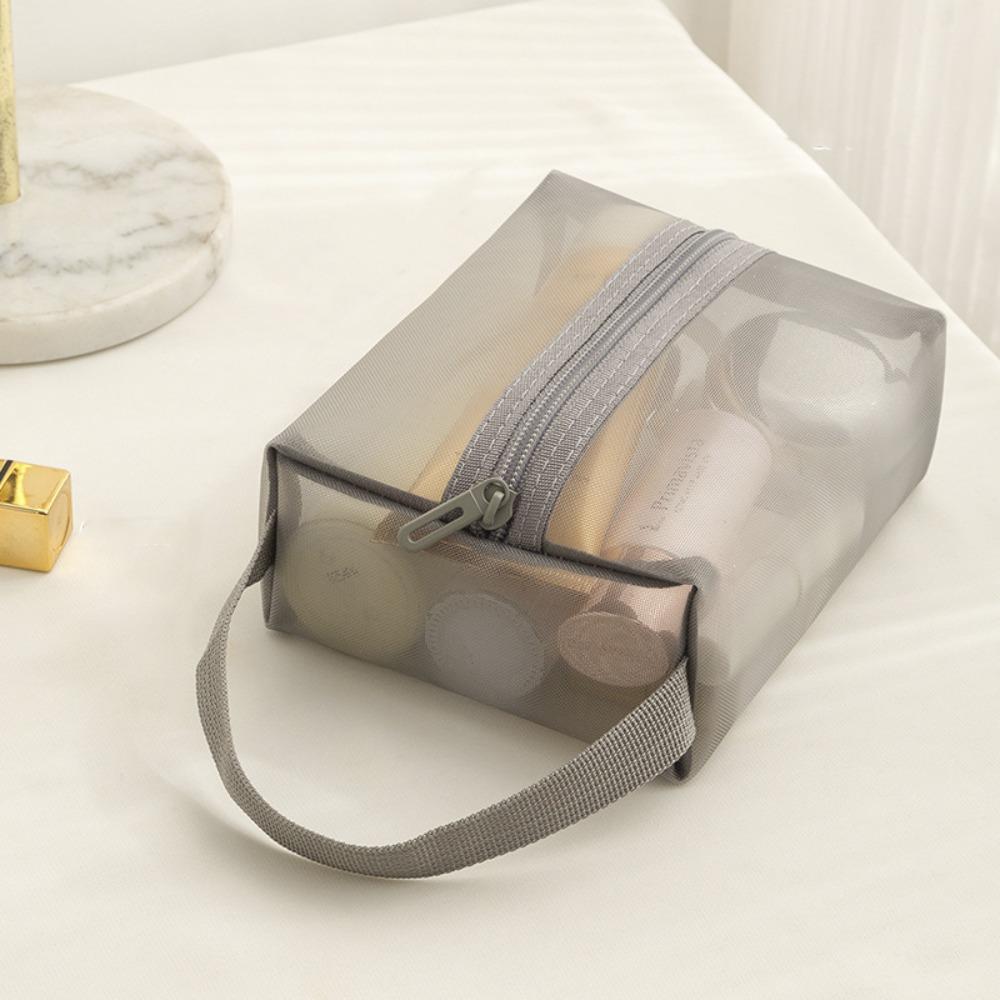 

Portable Transparent Cosmetic Bag Square Storage Toiletry Bag Convenient Cosmetic Cases Camping Grey-Small