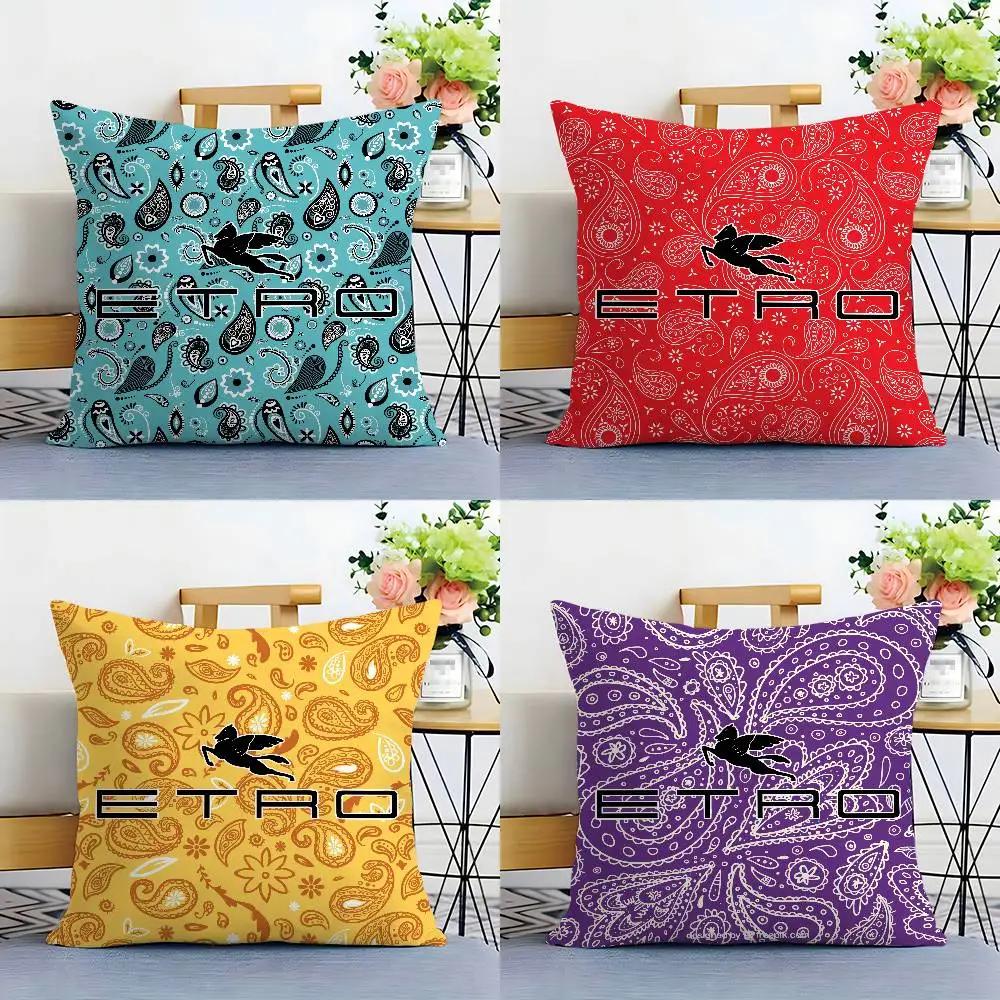 Fashion Design E-Etros Pillow Case Square Double‑Sided Print Cushion Case For Sofa Home Bedchamber Decor Gift