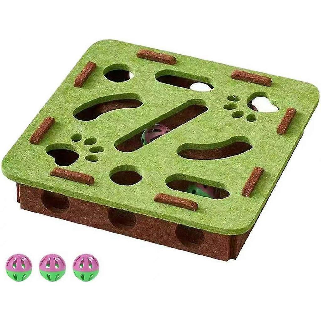 Interactive Cat Toy Puzzle Toys for Indoor Cats Felt Maze Box Kittern Toys Pet Cat Games Self Play Fun Exercise Hide Seek Moving Cat Toy for Bored Cat