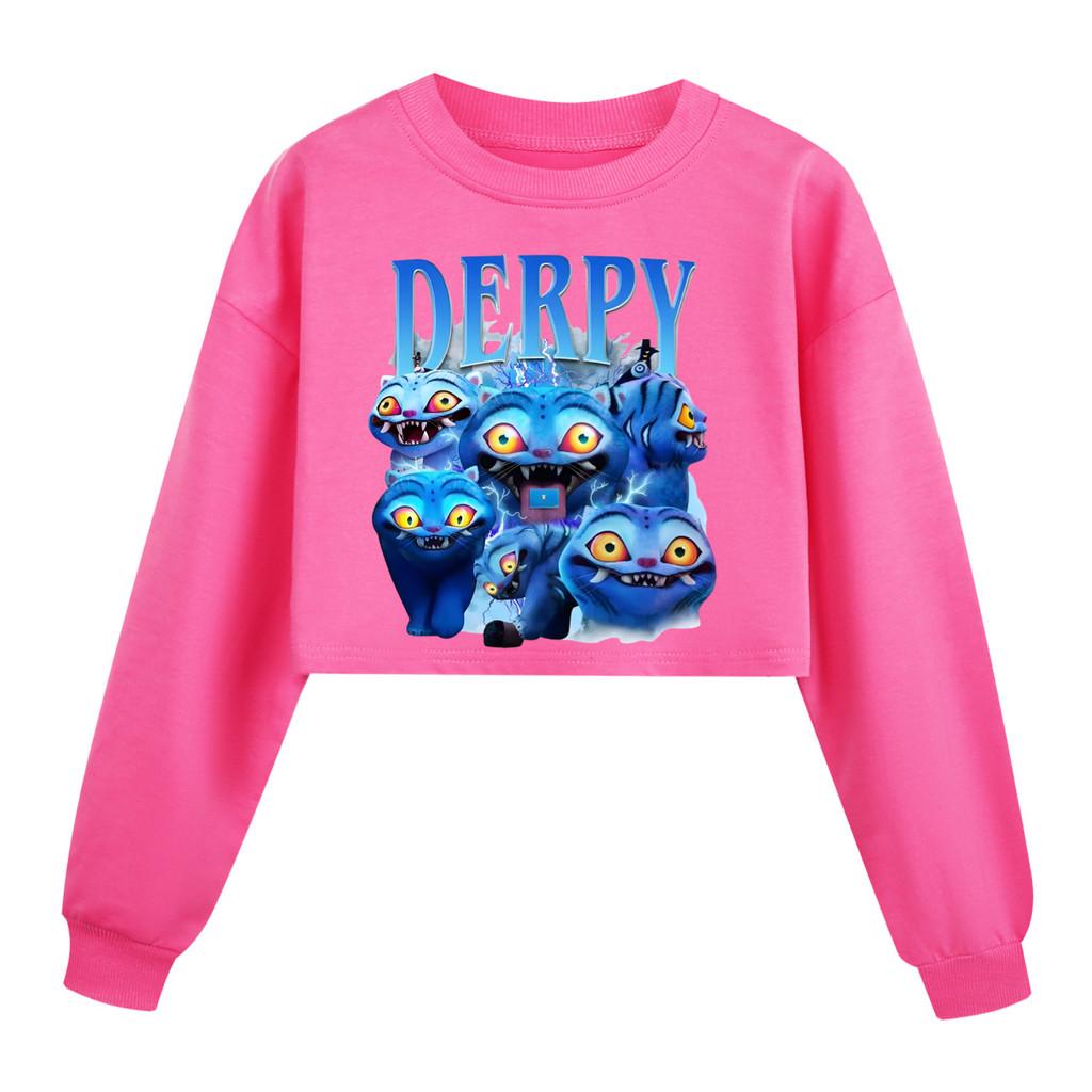 

4874 Kids Girls Derpy Rumi Zoey Mira Printed Casual Long Sleeves Round Neck Sweatshirt Top 170cm рожевий червоний колір