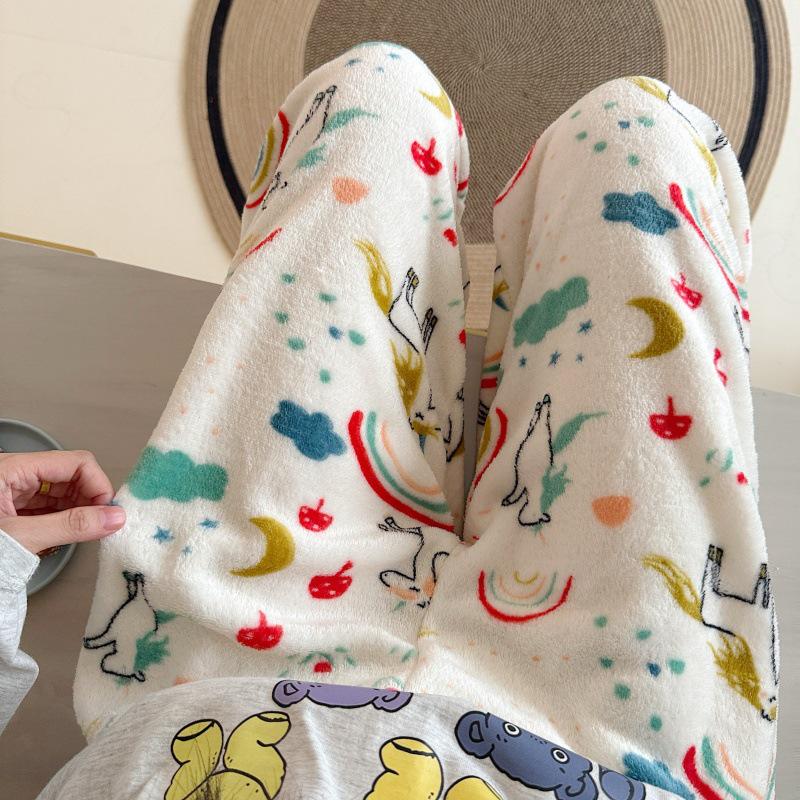 

Women s Cartoon Flannel Fleece-Lined Pajama Pants - Warm Autumn/Winter Style One Size (Fits 70-135 kg)