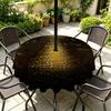 Outdoor Christmas Tablecloth Round Waterproof Oil-Resistant Patio Table Cover Garden Deck Umbrella Hole