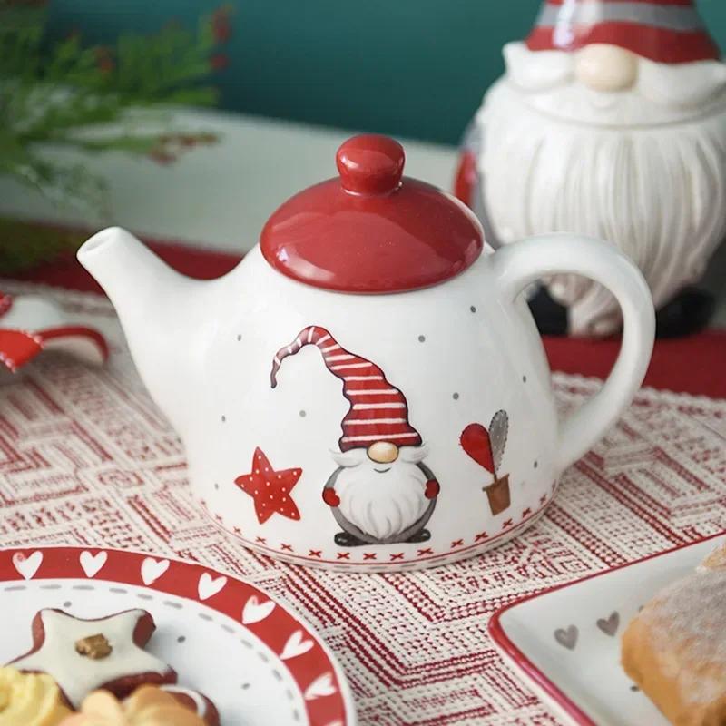 Nordic Santa cutlery set Western ceramic dinner plates Snack plate Creative Christmas gift home tea kettle cup sealed jar