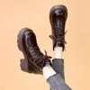 Small man increases height British fried street short boots autumn and winter new thick heel showing feet small velvet Martin boots
