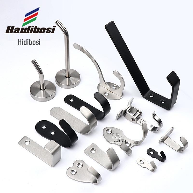 Black Stainless Steel Single Coat Hook for Cabinet, Door, Bathroom, and Kitchen