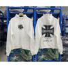 Unisex Oversized Hoodie With Cross Print Vintage Washed Cotton Streetwear Fall Casual Sweatshirt