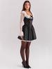 Women's Retro Lace Bow Satin Waist-Cinching Long-Sleeve Dress
