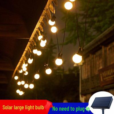 Solar Waterproof G50 Round Bulb String Lights: Outdoor Fairy Lights for Camping, Courtyard, Balcony Decoration.