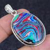 Rainbow Calsilica Gemstone Handmade 925 Sterling Silver Pendant 1.93" D2a92