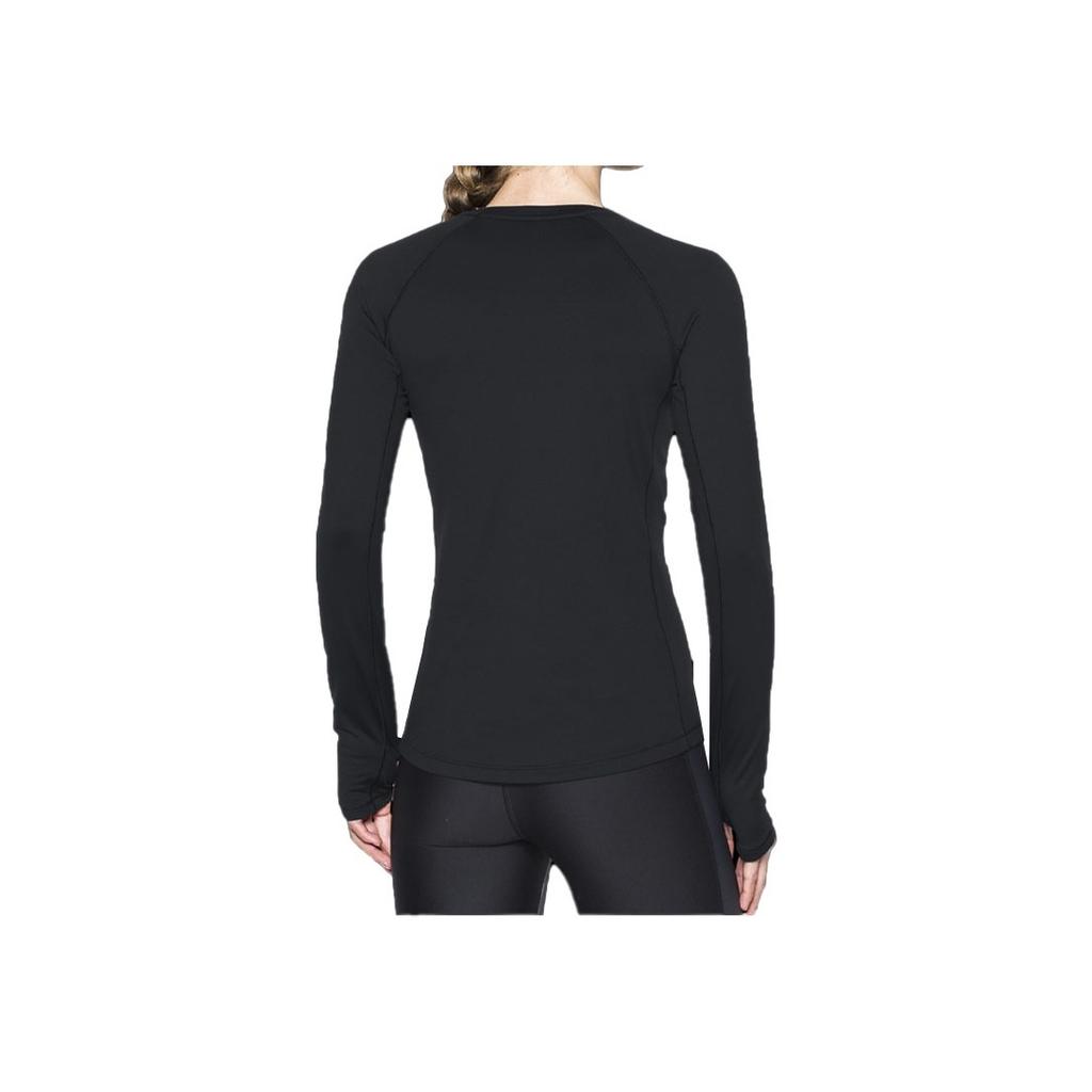 Under Armour Solid Logo Print Crew Neck Pullover Sports Casual Long Sleeve T-Shirt Women Tops Black 1281244-001