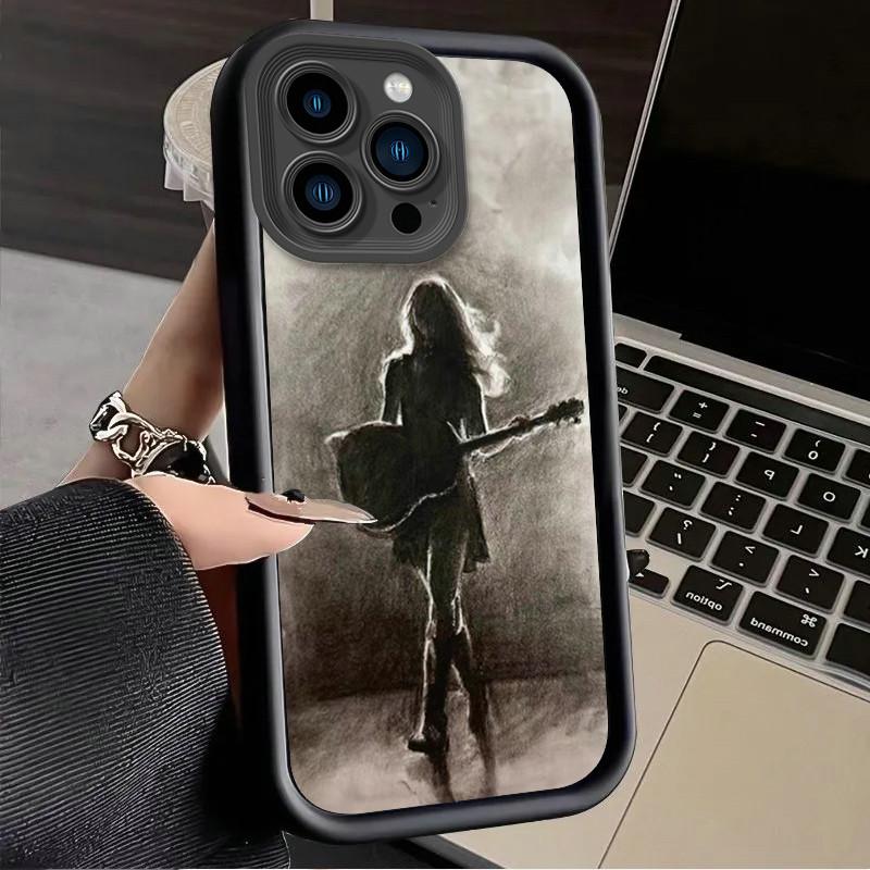 

Модный чехол с принтом абстрактной гитары и девушки, гибкий мягкий силиконовый чехол TPU, полная задняя крышка для Xiaomi Redmi Poco Redmi Note 13 Pro 5G чёрный