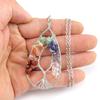 Handmade Winding Silver Natural Stone Crystal Water Drop Shaped Tree Of Life Necklace Colorful Stone Pendant Necklace N30