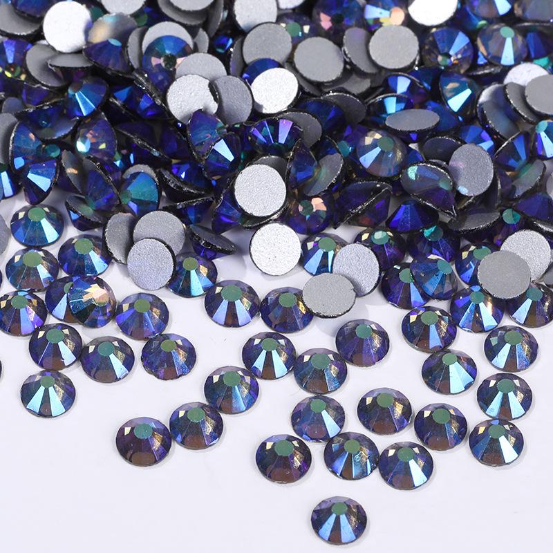 Color Ab Crystal Glass Flat Bottom Drill Round Nail Drill Diy Colorful Nail Jewelry