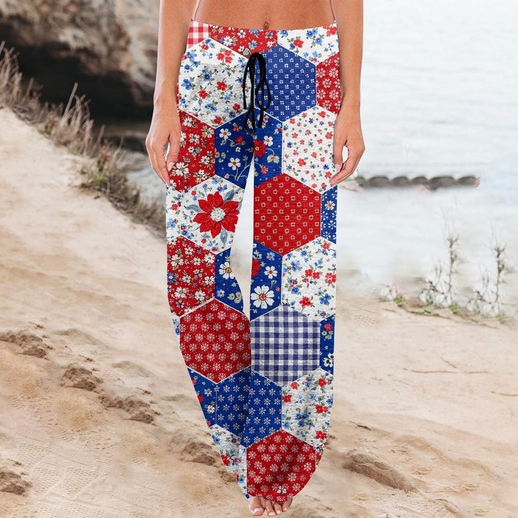 Women's Fashion Loose-Fit Drawstring Elastic Waist Casual Printed Pants
