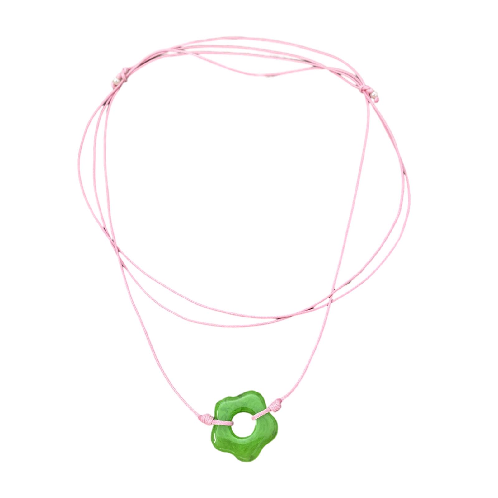 

Delicate Flower Charm Necklace Hollow Flower Pendant Necklace with Adjustable Knot Resin Material Perfect for Wedding 1