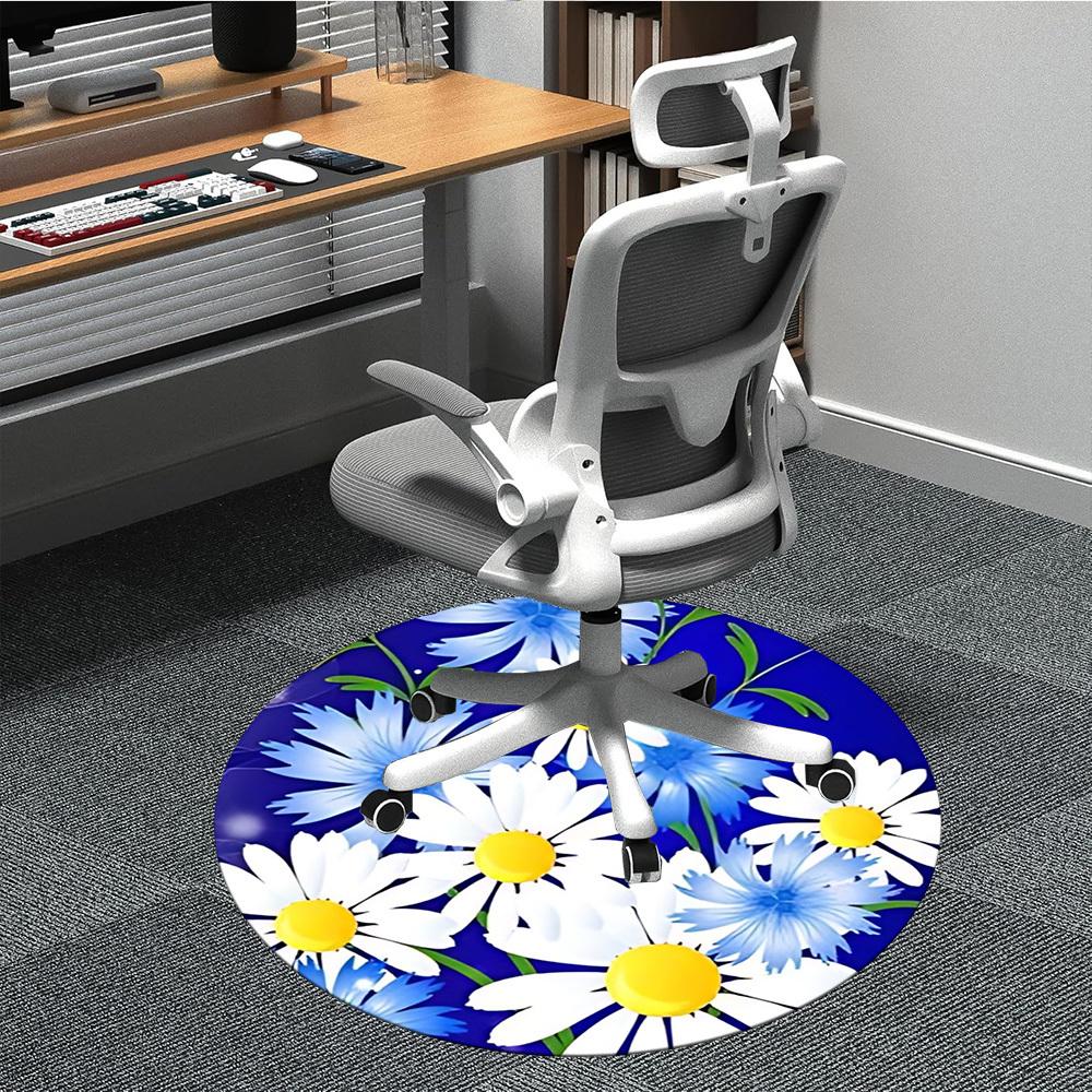 

1pc Flower Print Chair Carpet for Office, Non-slip, Soft and Durable Leisure Rug, Perfect for Office, Living Room yy251103129 80cm by 80cm
