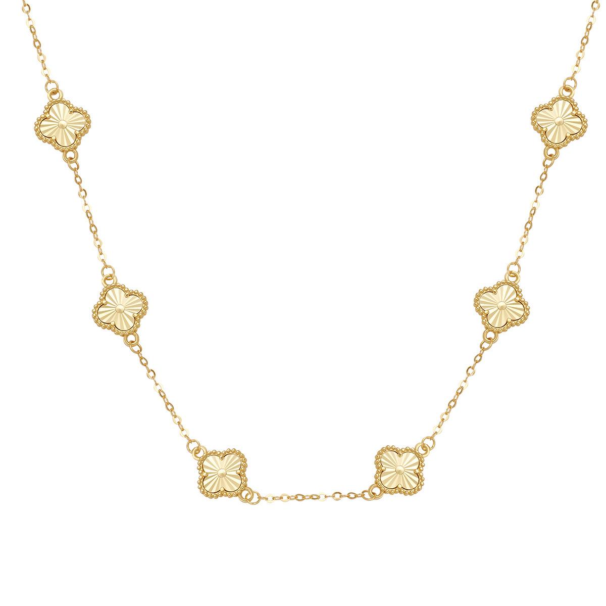 

S925 стерлінгового срібла, лазерне намисто з чотирьох листів конюшини, жіноча мода, легка розкіш, шість, двостороння машина, квітка, трава, ланцюжок-ключиця 925 Silver