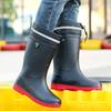 Biker Mid Calf Motorcycle Young Men's Rain Boots Designer 2026 Waterproof and Non-slip Rubber Low-heel Pvc Outdoor Male Shoes