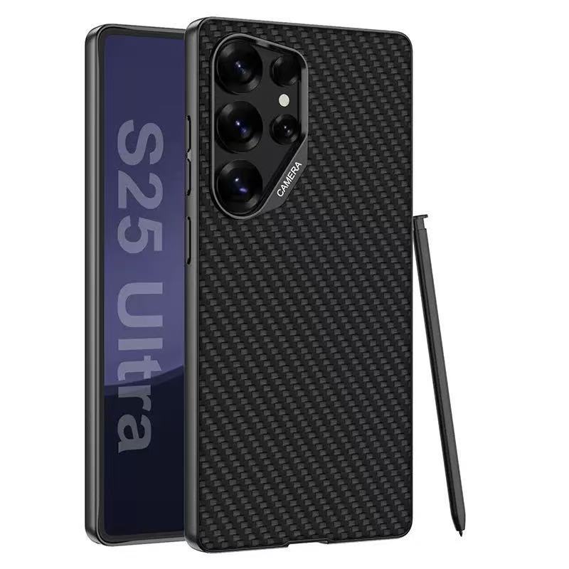 Applicable to Samsung S11ultra mobile phone case, metallic lacquered leather, lychee pattern carbon fiber S11ultra case