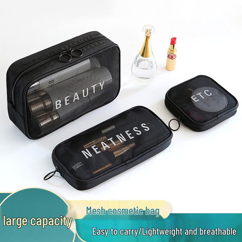 Travel Cosmetic Storage Bag: Cross-border Mesh Wash & Makeup Bag