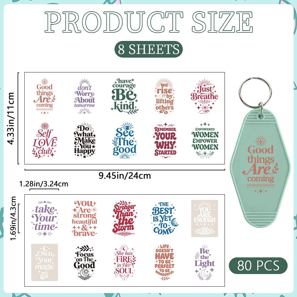 PVC Heat Transfer Film Stickers for UV Sublimation Key Word 110x240mm about 8pcs/set