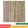 Wood Grain 3D Anti-Collision Self-Adhesive Wallpaper - Waterproof, Washable, Faux Wood Design for Bedroom Walls.