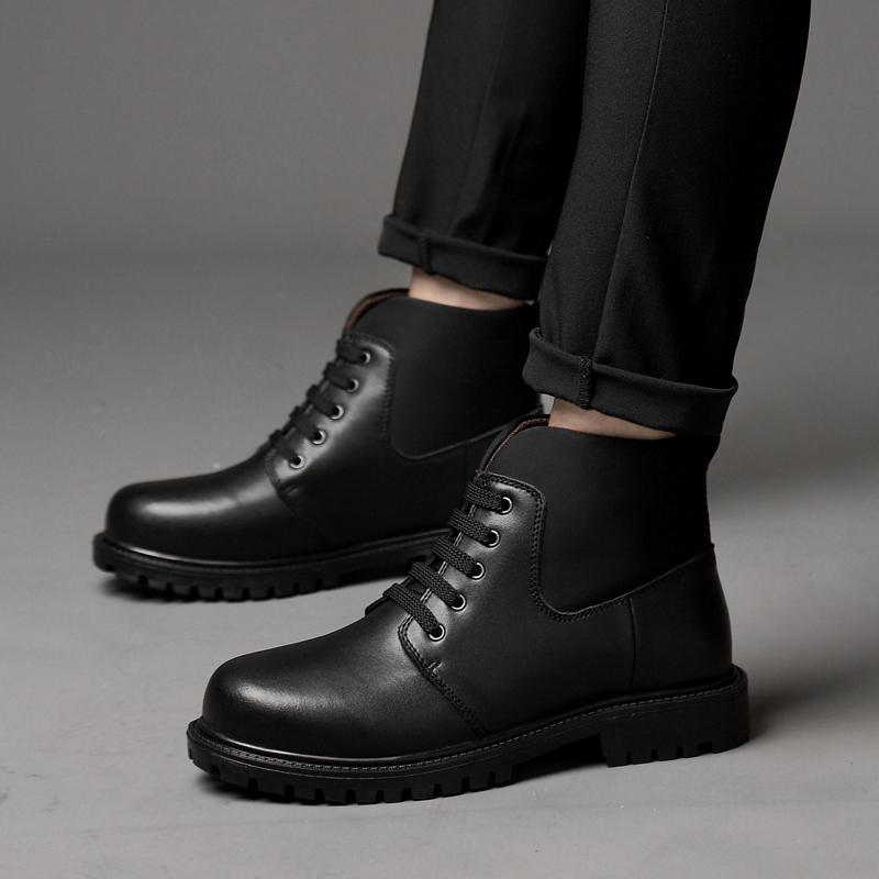 Newest Genuine Leather Men'S Winter Boots Quality Warm Sonw Shoes Male Lace Up Casual Sneakers For Men Comfort Motorcycle Boots Man
