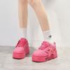 Adidași Chunky Roz din Piele cu Platformă Șiretură Talpă Groasă Pantofi Casual Femei Slip-on Modă Pantofi de Mers în Aer Liber
