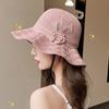Fisherman Hat Three-Dimensional Flower Decoration Summer Sun Hat Hollow Crochet Large Brim Sun Protection Hat