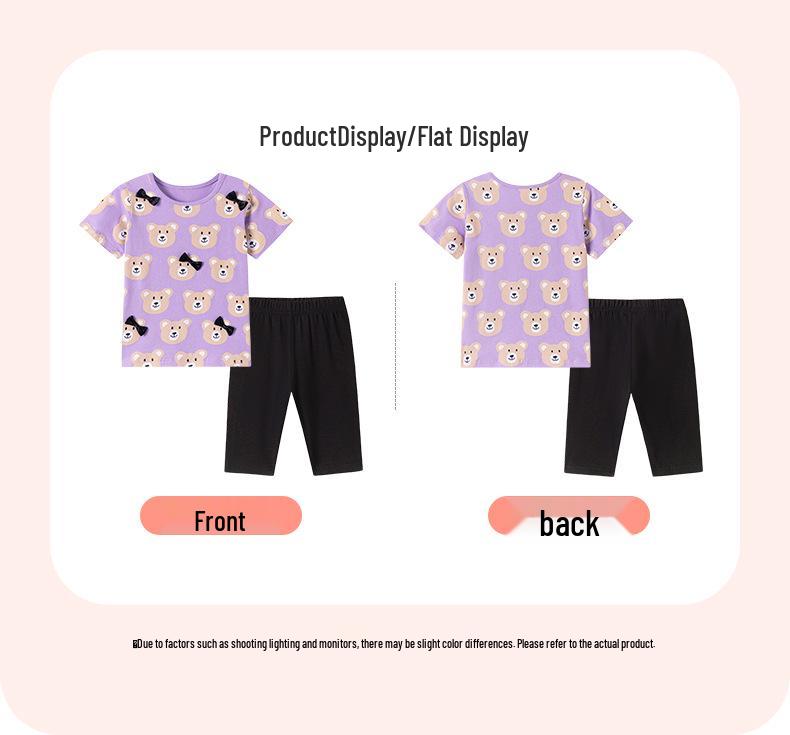 Summer Short Sleeve Girls' Cartoon Set - European American Style