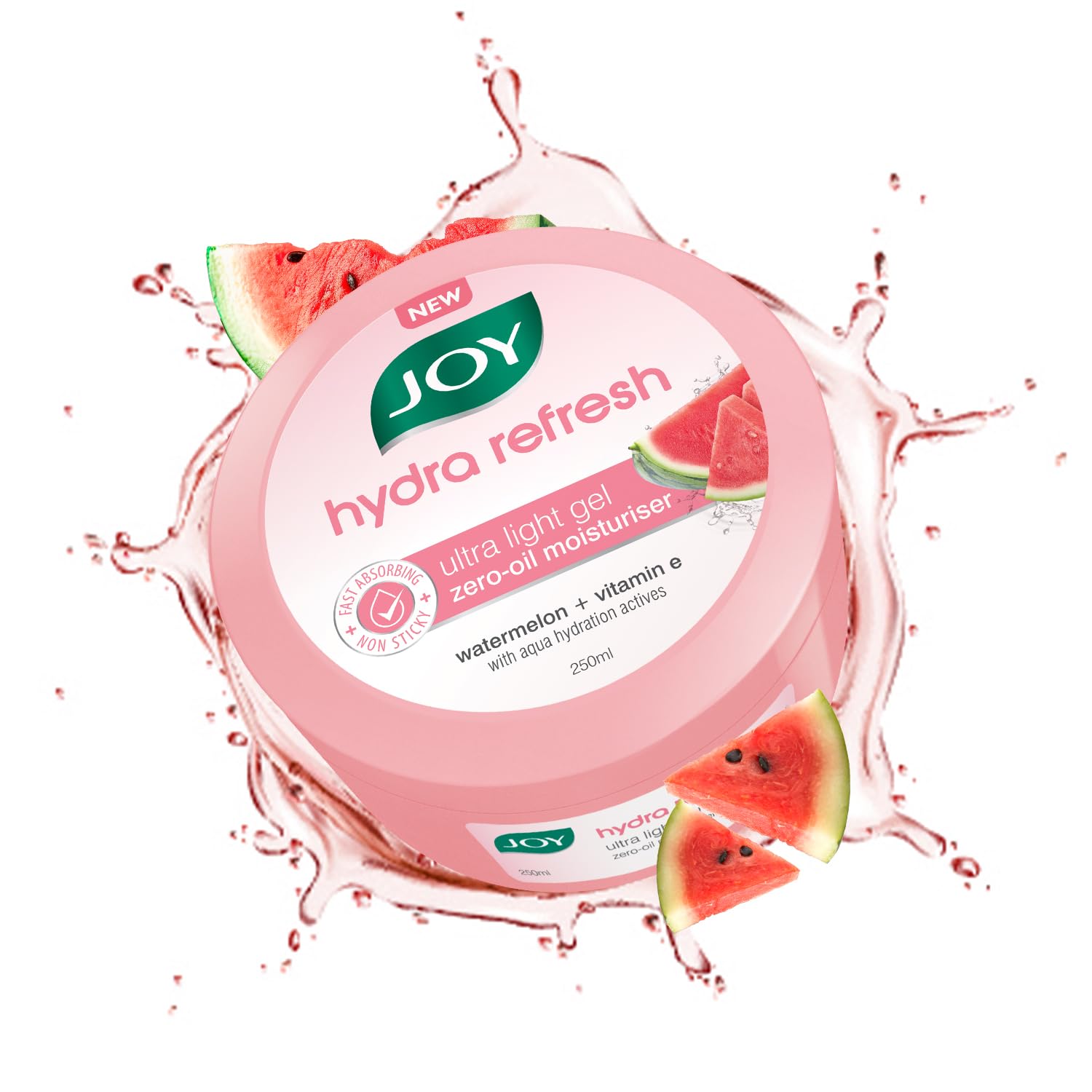 

JOY Hydra Refresh Ультралегкий обезжиренный гель-увлажнитель с арбузом, витамином Е, упаковка 250 мл для увлажнения лица и тела