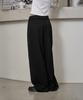 Leondeondada Curved Over Pintuck Slacks, Black