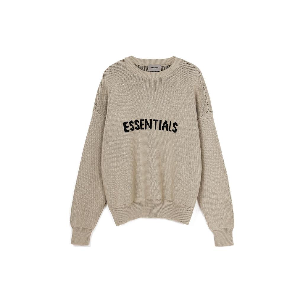 Fear of God Essentials FW21 Knit Pullover With Jacquard Logo Men Sweater Beige Linen FOG-FW21-109