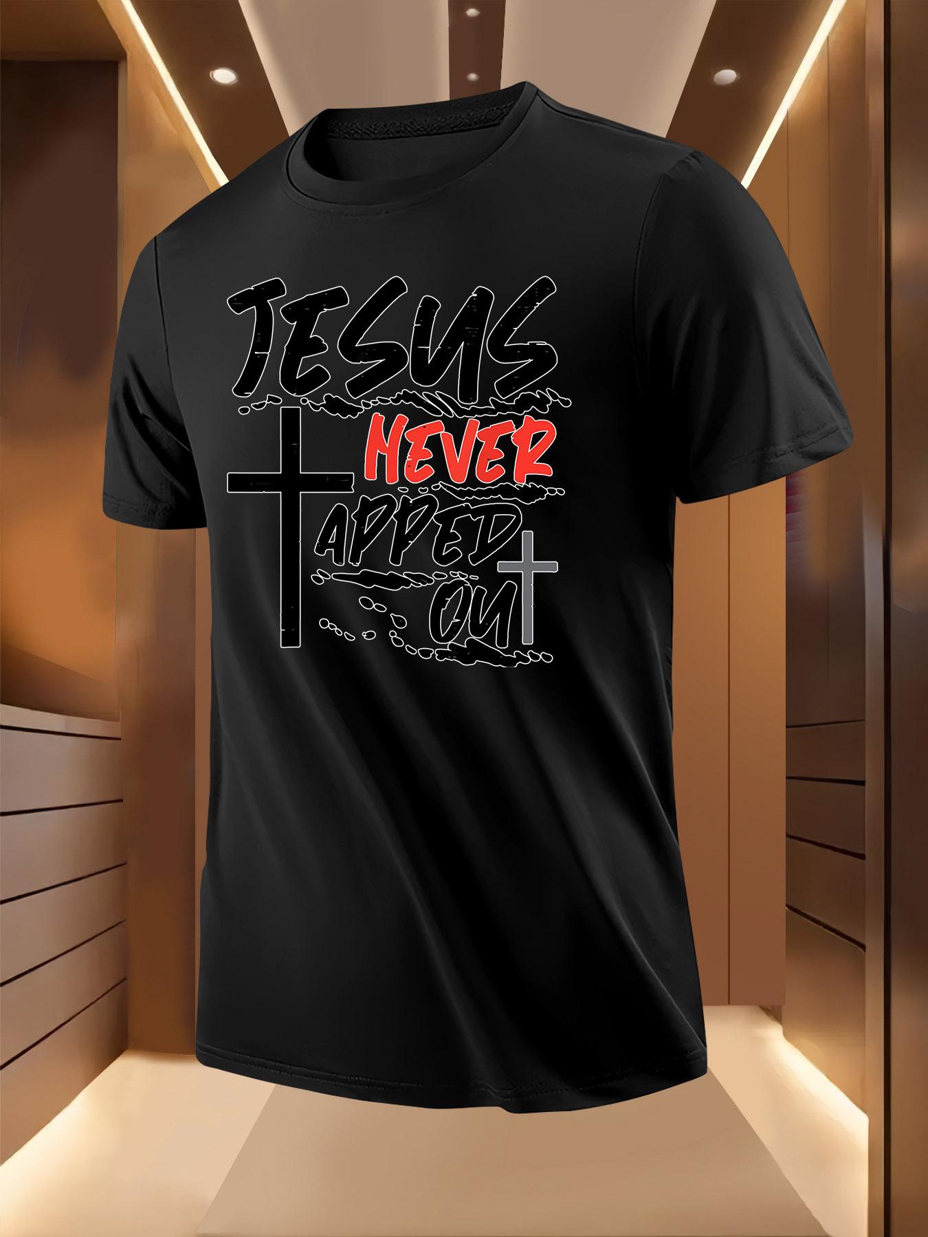 Jesus Never Gives Up Print Pattern Tshirt XXXL