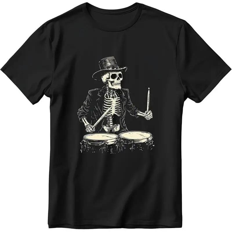 Skeleton Drummer Shirt Vintage Band Shirt Gift for Rock Music Lover Skull Tshirt