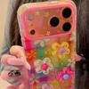 Korean Style Ins Dopamine Colorful Checkered 3D Flower iPhone 17 Pro Max Case for Apple 15 Pro 14 13 16 Women Unique Full Cover