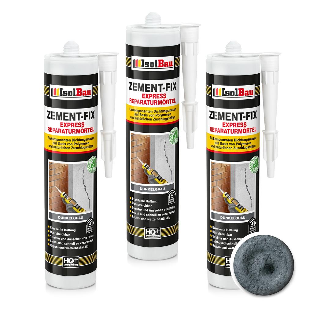 IsolBau Zement-Fix Repair and Sealing Mortar Dark Gray 3 x 300ml