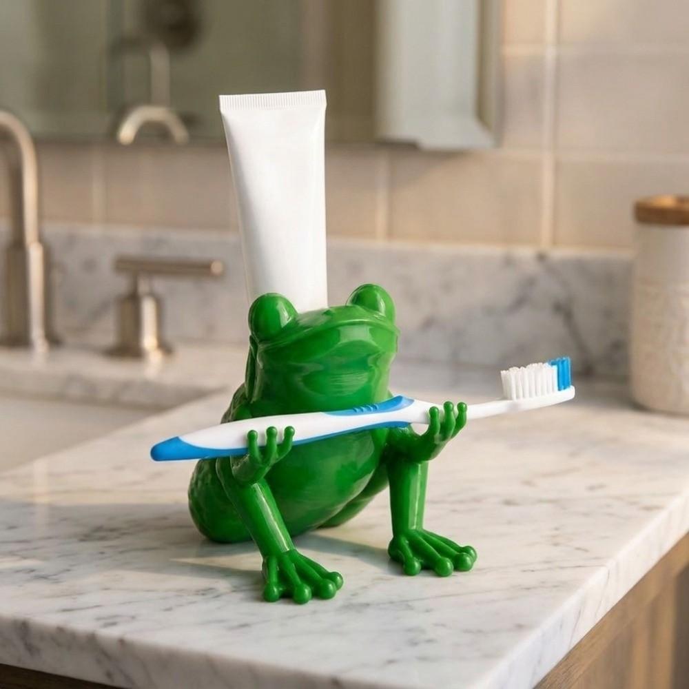 Plastic Frog Glasses Holder Green Toothbrush Stand Frog Shaped Toothbrush Holder  for Living Room