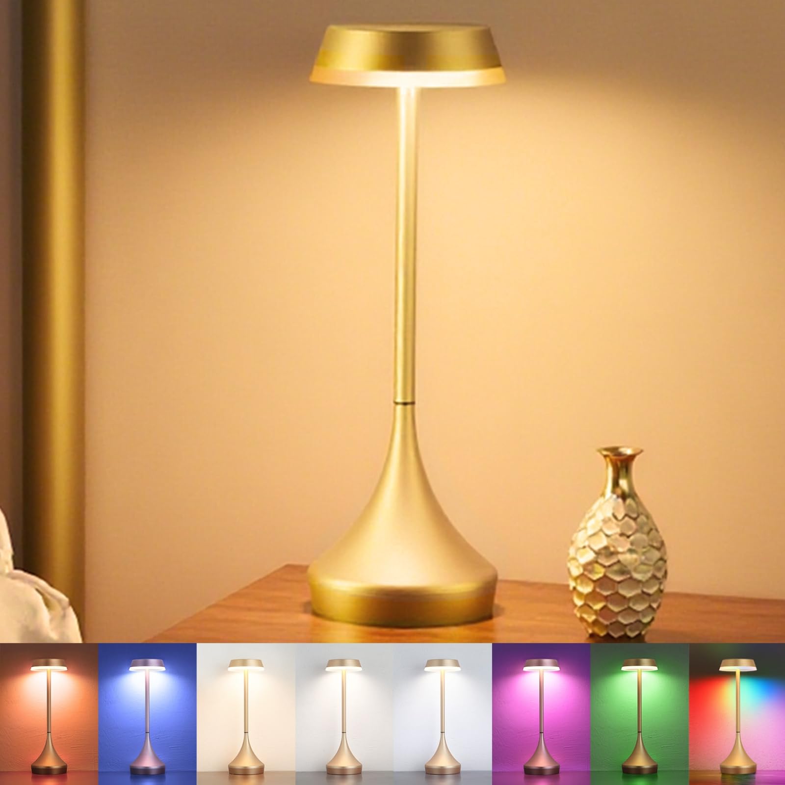 

EZVALO Cordless Table Lamp, 6000mAh, Stepless Dimming, Room Light, 3 Color Temperature Settings, RGB Mode, IPX4 Water-Resistant, Color Rendering