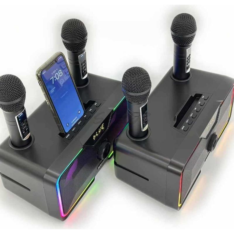SD215 Bluetooth Speaker Wireless Microphone Home KTV Bluetooth Speaker Integrated Double Choral Microphone