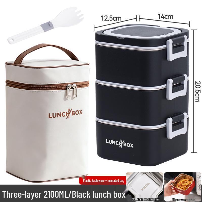 316 Stainless Steel Insulated Bento Lunch Box, Microwaveable Meal Container for Office Workers