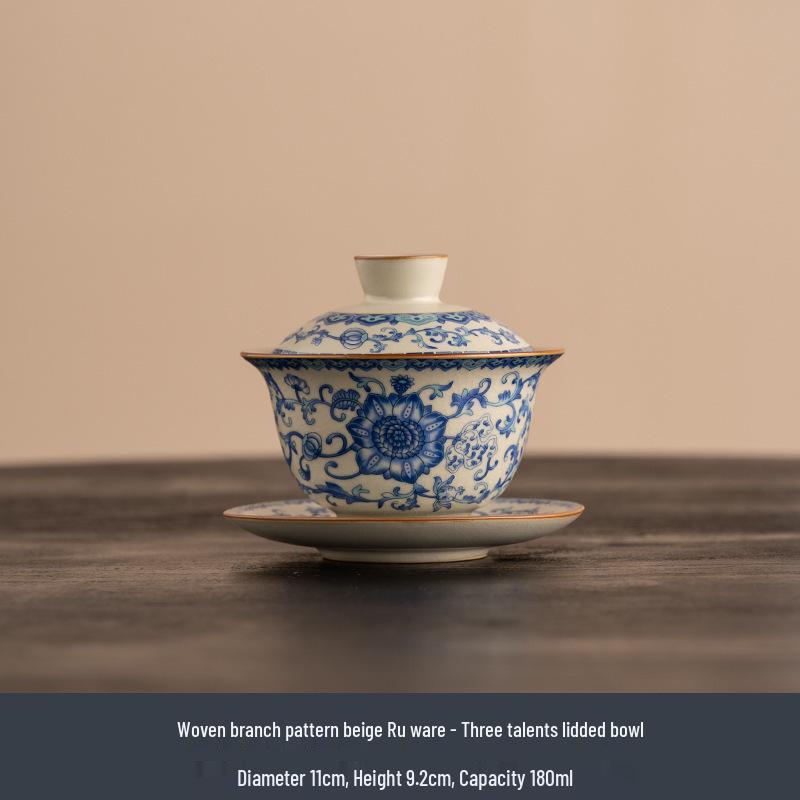 Qinghua Ru Kiln Ceramic Tea Caddy - High-End Moisture-Proof Storage for Green, White, and Pu-erh Tea, Chinese Style Sealed Jar