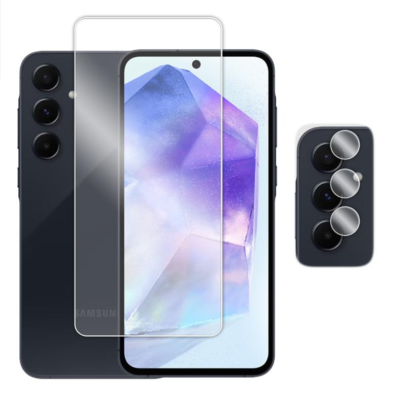 

4in1 Slim Soft Fiber Lens Cap and 9H Tempered Glass Flim For Samsung A57/37/17/07 A56/36/26/16/06 A55/35/25/15/05 Protector Flim For Samsung A57