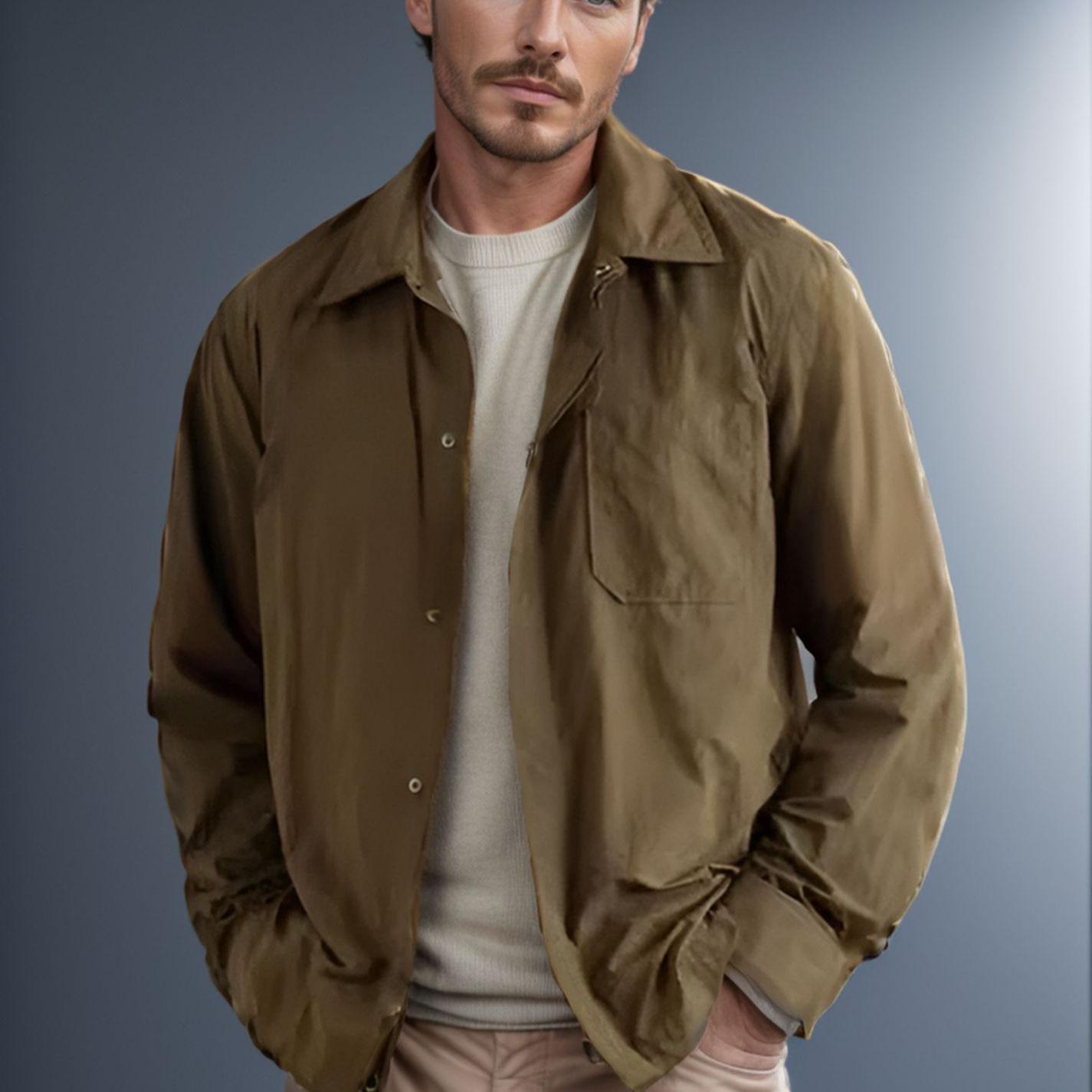 

Весна и осень Новая ретро повседневная рабочая куртка однотонная мужская ветровка 2XL