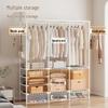 Multifunctional Three-Row Floor Standing Storage Rack for Clothes and Hats